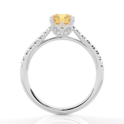 Floral Shank Yellow Diamond Engagement Ring
