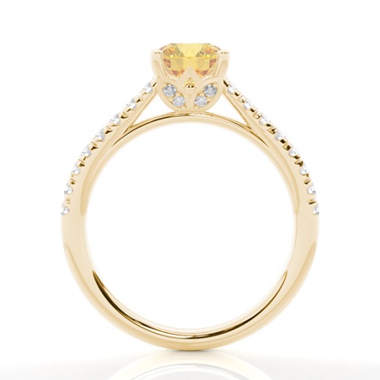 Floral Shank Yellow Diamond Engagement Ring