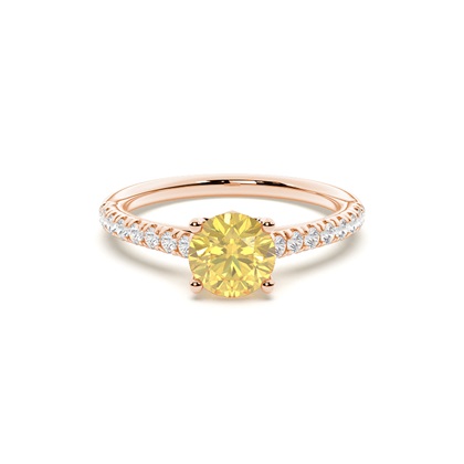 Floral Shank Yellow Diamond Engagement Ring