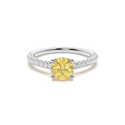 Floral Shank Yellow Diamond Engagement Ring