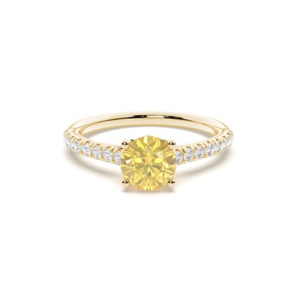 Floral Shank Yellow Diamond Engagement Ring