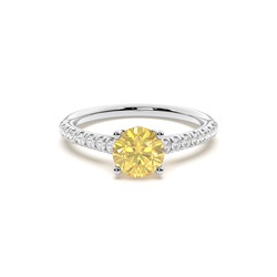 Floral Shank Yellow Diamond Engagement Ring
