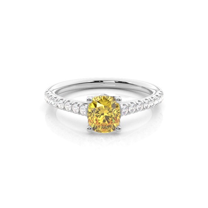 Cushion Yellow Diamond Engagement Rings