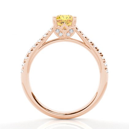 Floraler Verlobungsring mit gelbem Diamant