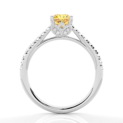 Floraler Verlobungsring mit gelbem Diamant