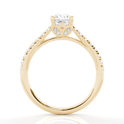 1.00 Carat Gelbgold Seitensteine Verlobungsringe