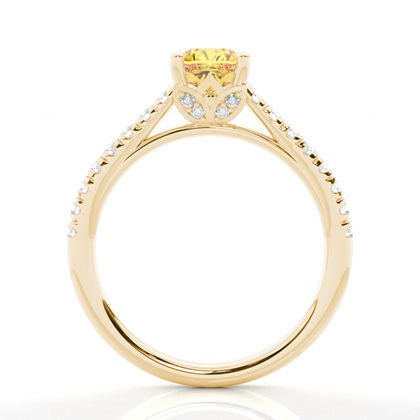 Floraler Verlobungsring mit gelbem Diamant