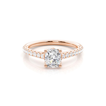 Cushion Rose Gold Side Stone Diamond Rings
