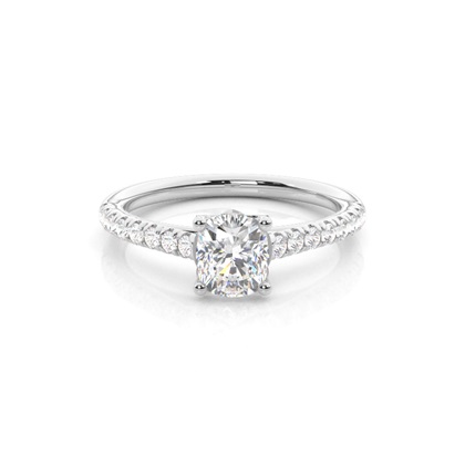 Cushion Side Stone Diamond Rings