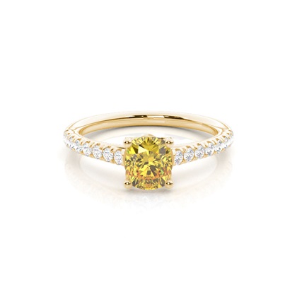 Floral Shank Yellow Diamond Ring