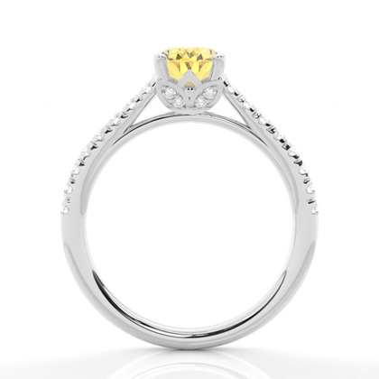 Floral Shank Yellow Diamond Engagement Ring