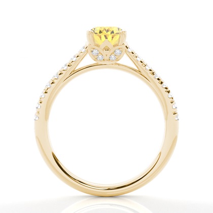 Floraler Verlobungsring mit gelbem Diamant