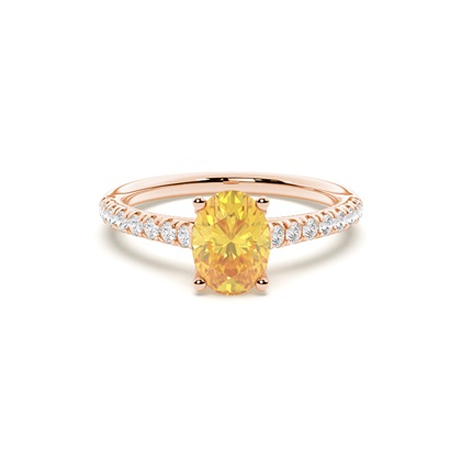 Floral Shank Yellow Diamond Engagement Ring