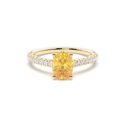 Floral Shank Yellow Diamond Engagement Ring