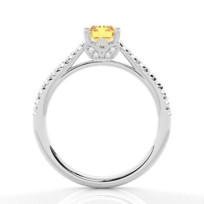 Floraler Verlobungsring mit gelbem Diamant