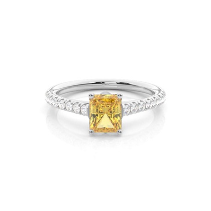Floral Shank Yellow Diamond Ring