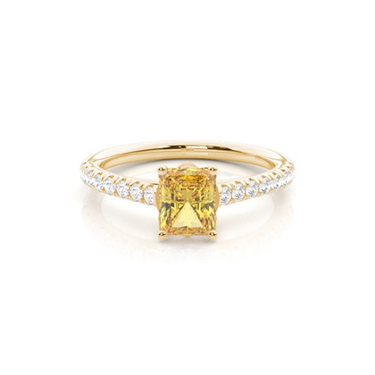 Floral Shank Yellow Diamond Ring