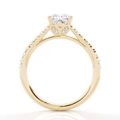 Princess Yellow Gold Side Stone Engagement Rings