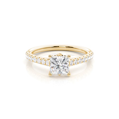 Princess Yellow Gold Side Stone Diamond Rings