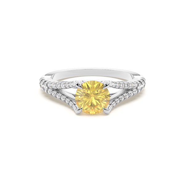 Split shank gele diamanten verlovingsring