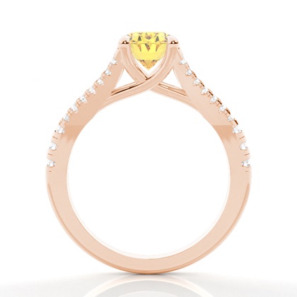 Gelber Diamantring mit geteiltem Schaft