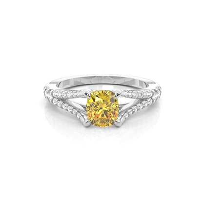 Cushion Yellow Diamond Engagement Rings