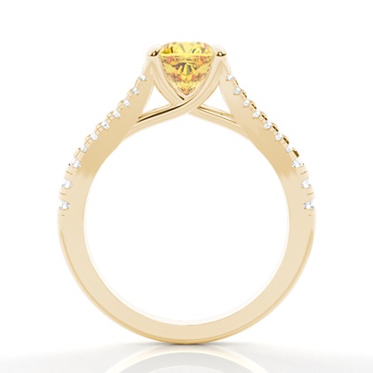 Gelber Diamantring mit geteiltem Schaft