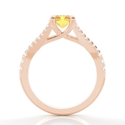 Gelber Diamantring mit geteiltem Schaft