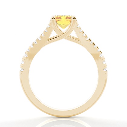 Gelber Diamantring mit geteiltem Schaft