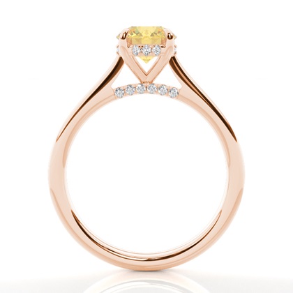 Versteckter Halo Verlobungsring mit gelbem Diamant