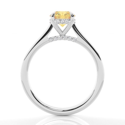 Versteckter Halo Verlobungsring mit gelbem Diamant