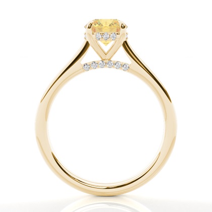 Versteckter Halo Verlobungsring mit gelbem Diamant