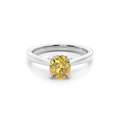 Cushion Yellow Diamond Engagement Rings
