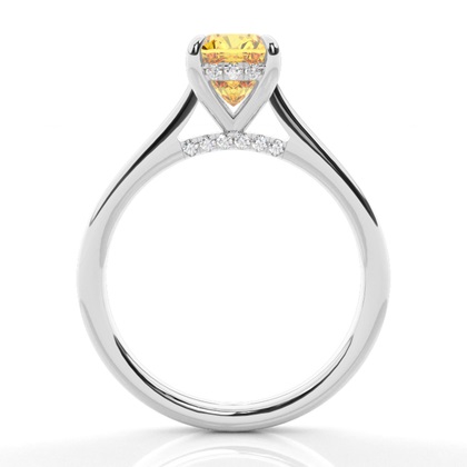 Versteckter Halo Verlobungsring mit gelbem Diamant