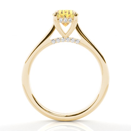 Versteckter Halo Verlobungsring mit gelbem Diamant