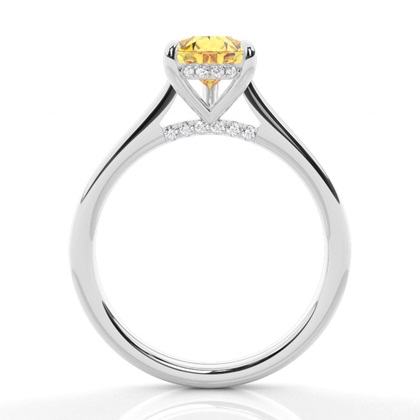 Versteckter Halo Verlobungsring mit gelbem Diamant