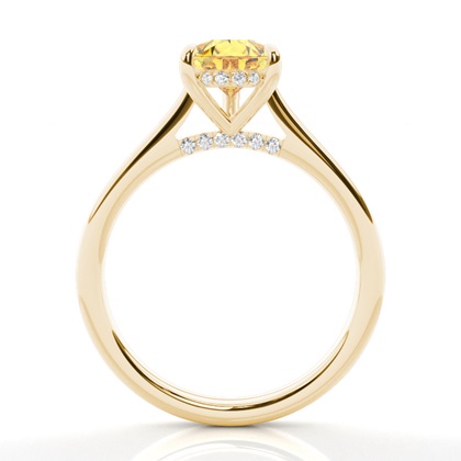 Versteckter Halo Verlobungsring mit gelbem Diamant