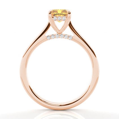 Versteckter Halo Verlobungsring mit gelbem Diamant