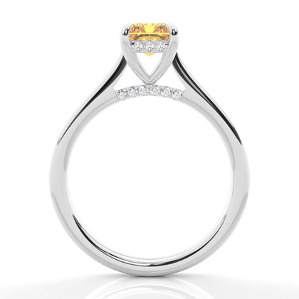 Versteckter Halo Verlobungsring mit gelbem Diamant