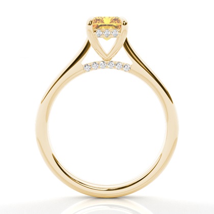 Versteckter Halo Verlobungsring mit gelbem Diamant