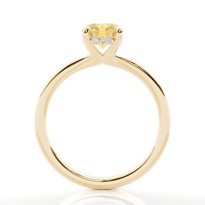 Versteckter Halo Verlobungsring mit gelbem Diamant