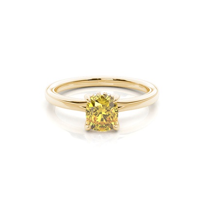 Cushion Yellow Diamond Engagement Rings