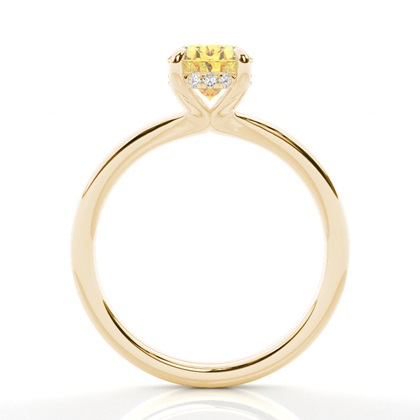 Versteckter Halo Verlobungsring mit gelbem Diamant