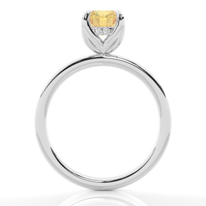 Versteckter Halo Verlobungsring mit gelbem Diamant