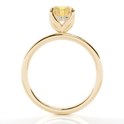 Versteckter Halo Verlobungsring mit gelbem Diamant