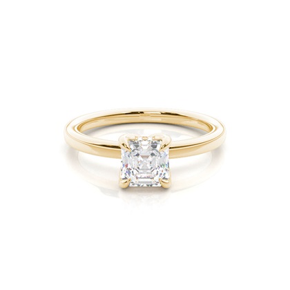 Asscher Yellow Gold Solitaire Diamond Rings