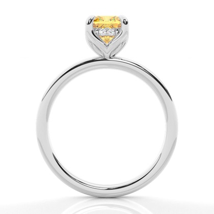 Versteckter Halo Verlobungsring mit gelbem Diamant