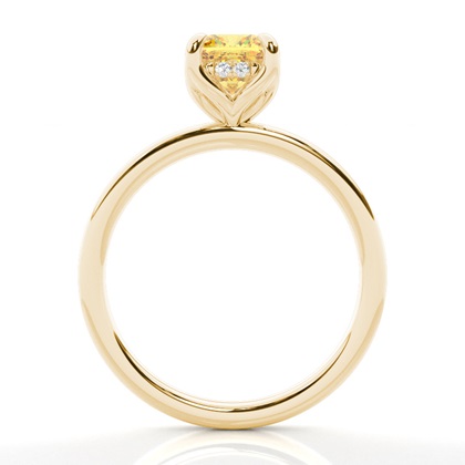 Versteckter Halo Verlobungsring mit gelbem Diamant