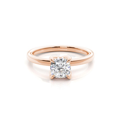 Cushion Rose Gold Solitaire Diamond Rings