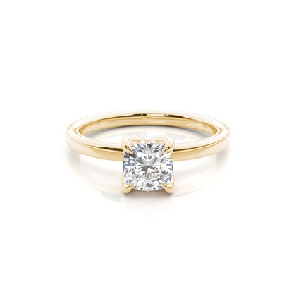 Cushion Yellow Gold Solitaire Diamond Rings